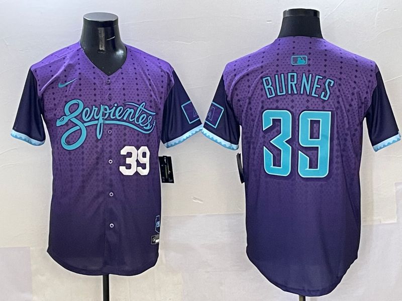 Men Arizona Diamondback 39 Burnes Purple Joint Name 2025 Nike MLB Jersey style 4